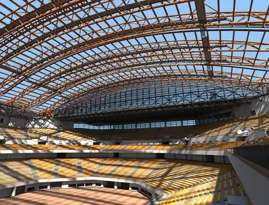 Didelio tarpatramio plieno erdvinio karkaso stadionas