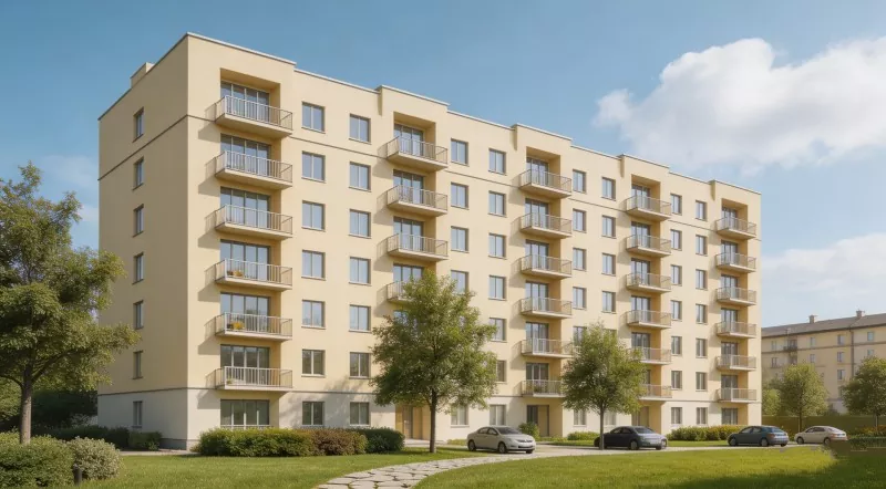 Plieninės konstrukcijos mokytojo daugiabutis namas